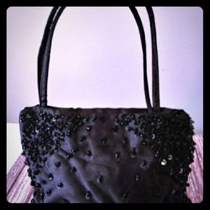 Black silky mini sequins evening purse